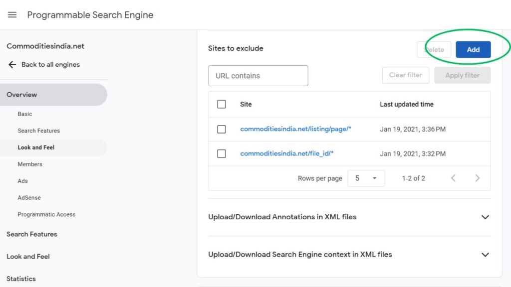 Sites Exclusion
