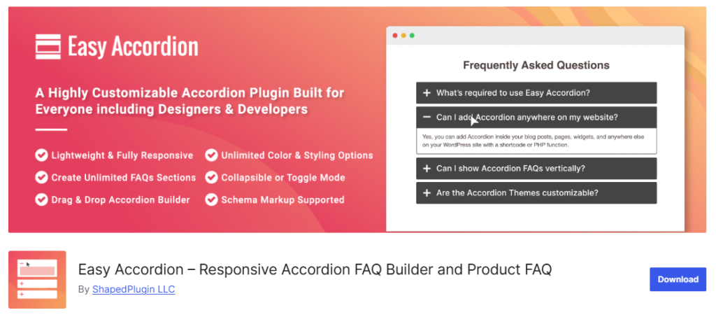 Easy Accordion – Responsive Accordion FAQ Builder and Product FAQ