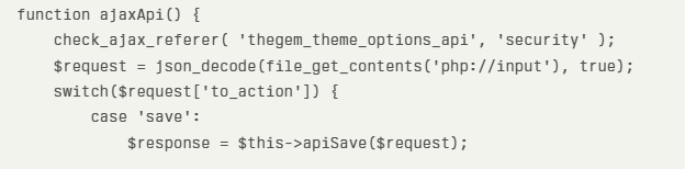 Diagram showing how attackers can modify theme options via the ajaxApi function